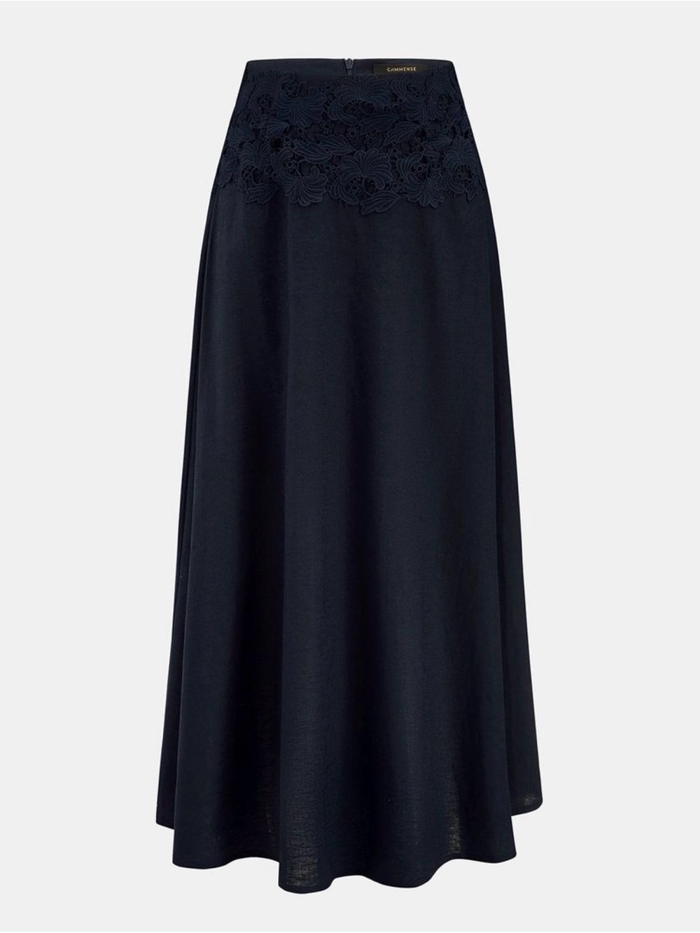 Commens Cotton Linen Top & Lace Waist Skirt set Blue - Picture 5 of 12